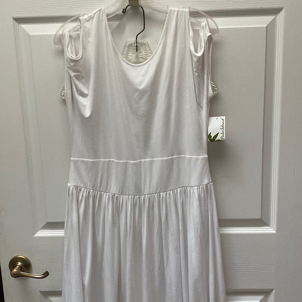 Y womens Palm Island casual solid white stretch dress size L.   NWT